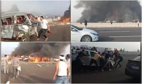 Accident terifiant în Egipt. Cel puțin 32 de morți și 60 de răniți, după ce 6 mașini s-au izbit pe autostrada dintre Cairo şi Alexandria