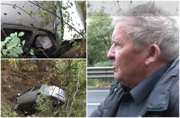 Patru oameni, la un pas de moarte după ce şoferul a pierdut controlul volanului şi au căzut cu maşina într-o râpă: "Nu am putut să realizez, nu ştiu"