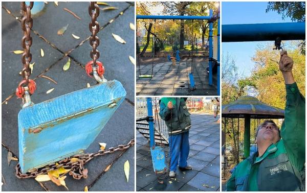 Un copil din Iași a ajuns la spital, după ce a căzut de la doi metri într-un loc de joacă. Leagănul în care se dădea s-a desprins