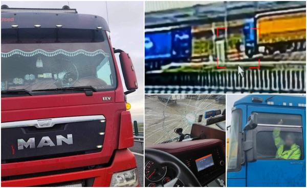 Șofer de TIR filmat cum calcă intenționat un coleg camionagiu, în parcarea din Vama Borș 2. Înainte de a da peste el, i-a spart cu o piatră parbrizul cabinei
