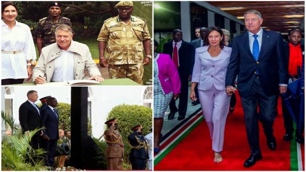 "Deşteaptă-te, române", în varianta africană. Iohannis a fost primit în Kenya de o fanfară care a greşit ritmul imnului