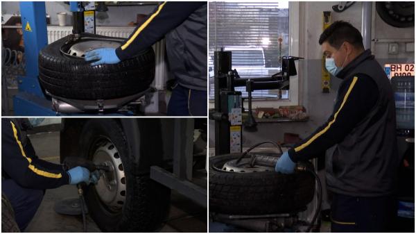 Aglomerație la vulcanizări. Speriați de coduri de viscol şi ninsoare, șoferii se grăbesc să-și schimbe anvelopele