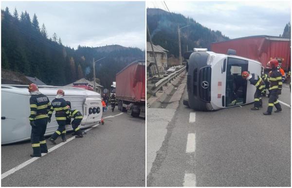 Plan Roşu de intervenţie în Suceava, după un accident puternic între un microbuz şi un autocamion. 12 persoane implicate
