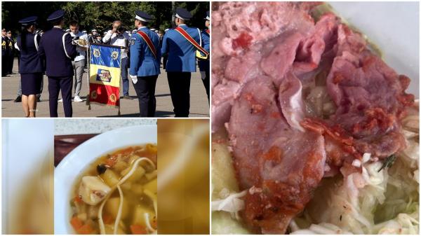 Meniul de la Academia de Poliţie: viermi şi carne crudă. Tinerii reclamă şi că au şobolani în curte, iar în camere plouă