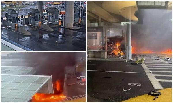 Explozie la graniţa SUA - Canada. Ultimele imagini cu maşina de pe podul Rainbow, înainte să sară în aer. FBI exclude ipoteza unui atac terorist