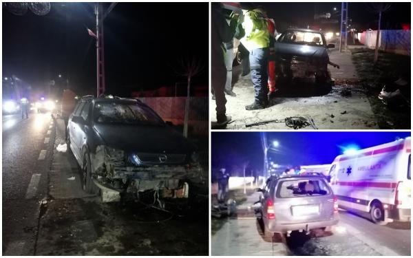 A pierdut controlul volanului şi a urcat pe trotuar. Un şofer din Suceava şi pasagera din vehicul au ajuns la spital