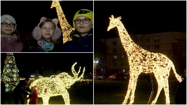 Oraşul din România în care renii şi oamenii de zăpadă au fost înlocuiţi de animale exotice. Localnicii, plăcut surprinşi: "E foarte frumos"