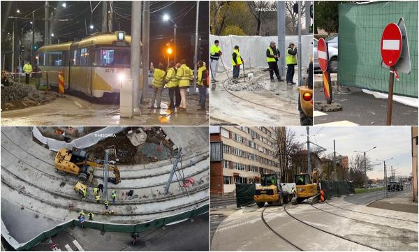 Dorel a făcut o gafă de milioane în Timişoara. A pus liniile de tramvai prea aproape şi tramvaiul se loveşte de stâlpi