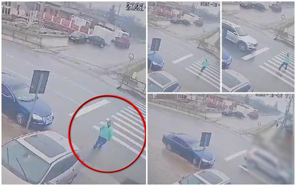 Bătrânică ucisă pe o trecere de pietoni în Iași. Momentul impactului violent surprins de o cameră de supraveghere