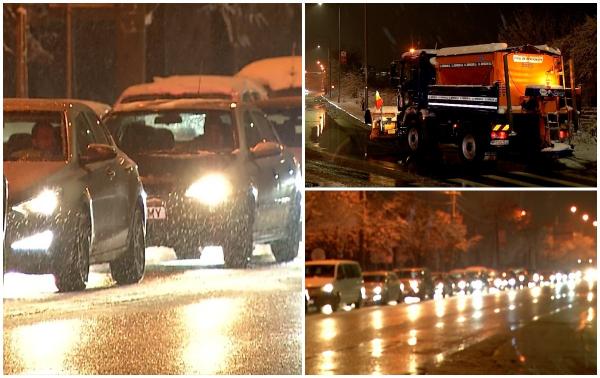 Prima ninsoare serioasă a dat peste cap traficul din Capitală. Autoritățile intervin cu 400 de utilaje și aproape 20.000 de tone de sare