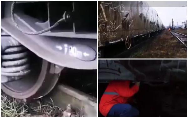Tren de marfă deraiat de pe șine în Bistrița-Năsăud: Cinci vagoane încărcate cu ciment s-au răsturnat pe calea ferată