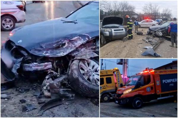 Accident grav cu 4 răniţi, în Botoşani. Un şofer a pierdut controlul maşinii într-o curbă şi s-a înfipt într-un Land Rover pe contrasens