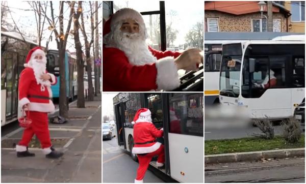 Moş Crăciun lucrează la STB. Este şofer pe linia 104 şi plimbă călătorii din Piaţa Operei până în Pantelimon. Pe traseu pune colinde şi oferă bomboane bucureştenilor