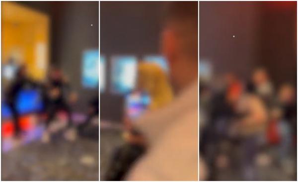 Încăierare filmată într-un mall din Capitală. Mai mulţi tineri şi-au împărţit pumni şi picioare, după ce două femei s-au luat la bătaie în fața cinematografului
