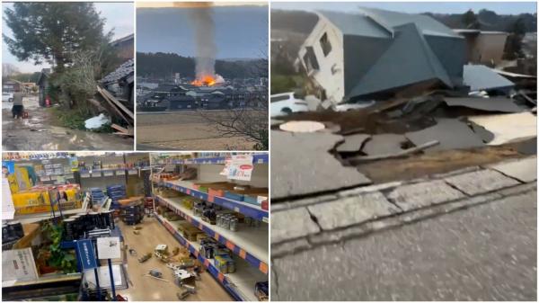 Momente de coşmar în prima zi a anului, în Japonia. Cutremurul de 7,6 a distrus zeci de case şi a crăpat, la propriu, şoselele