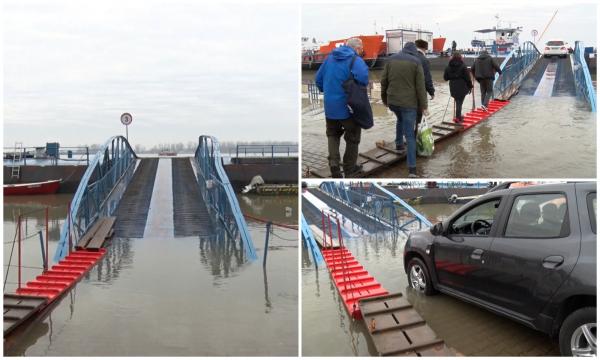 Improvizaţia marinarilor din Galaţi, pentru a urca lumea pe bacul peste Dunăre. Bătrânii se revoltă, şoferii se tem pentru maşinile lor: "Să ne înecăm întâi!"