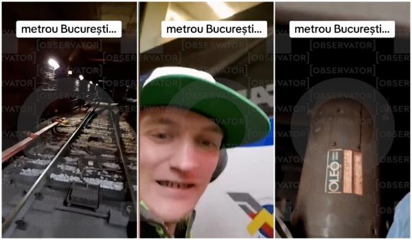 Inconştienţă maximă. Un bărbat s-a filmat cocoţat pe tamponul metroului, prin tunel. Avea o sticlă de alcool în mână, iar trenul mergea cu 80km/h