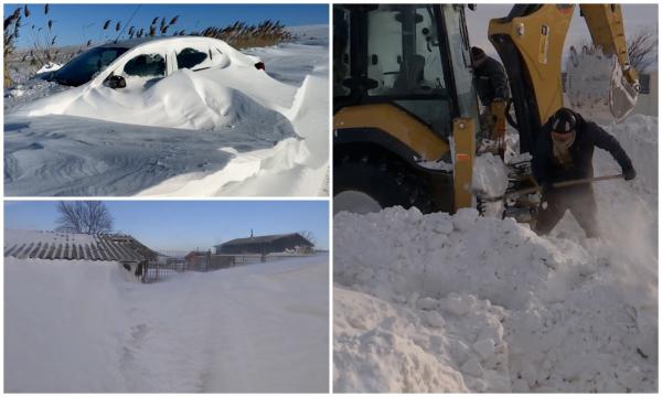 Localitatea izolată complet după codul galben de ninsori. Localnicii, blocaţi în case de troienele de doi metri