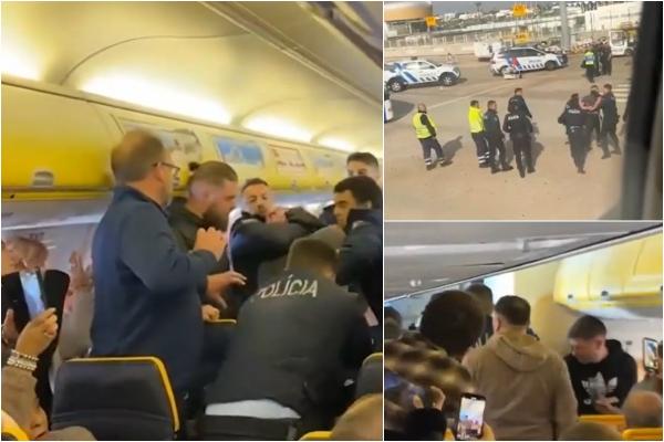 Scandal în timpul unei curse Ryanair. Avionul a fost redirecţionat, după ce un bărbat nu s-a calmat până nu a fost dat jos cu forţa de poliţie