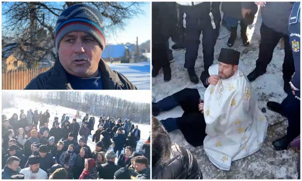 "Vrea bani, vrea bani!" Preotul care a făcut circ pentru a opri o înmormântare s-a pozat la finalul ceremoniei lângă locul de veci