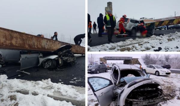 Şoferul camionului care a dărâmat o grindă de 10 tone peste o maşină dă vina pe drum. Tragedia din Olt s-ar fi produs pentru că asfaltul a fost înălţat: ce spun martorii