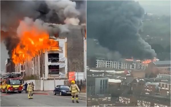 Incendiu de proporţii în centrul oraşului Liverpool. Pompierii s-au luptat ore în şir să stingă flăcările