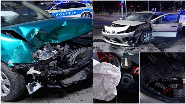O șoferiță a izbit din plin o mașină, în sectorul 4 al Capitalei. Impactul, atât de puternic încât femeia s-a lovit cu capul de parbriz
