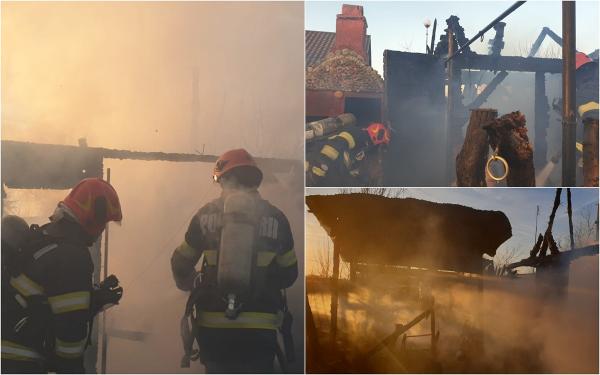 Două cabane din apropierea ştrandului termal Mihăieni s-au făcut scrum. Flăcările ar fi izbucnit de la jarul căzut din sobă