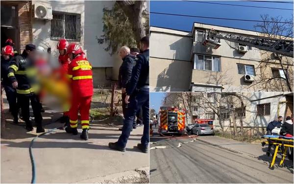 Explozie într-un apartament din Constanţa. Proprietarul locuinţei se afla înăuntru. Au intervenit mai multe echipaje de pompieri şi descarcerare