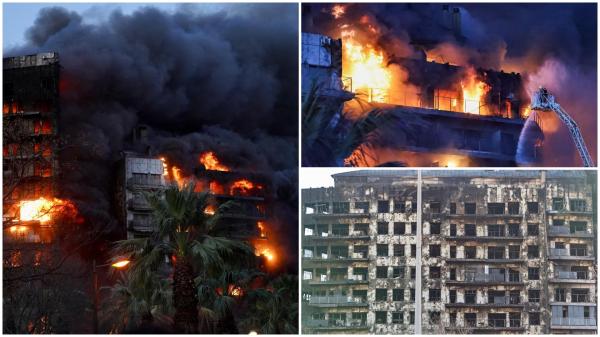 Incendiul din Valencia: bilanțul a ajuns la cel puțin 10 morți și 15 răniți. Blocurile care au luat foc, administrate de o româncă