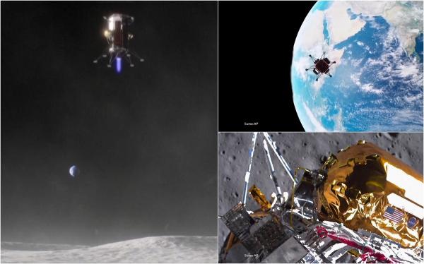 Sonda americană Odie, avariată la doar o săptămână după ce s-a plasat pe Lună. Unul dintre cele şase picioare ale navei s-a rupt