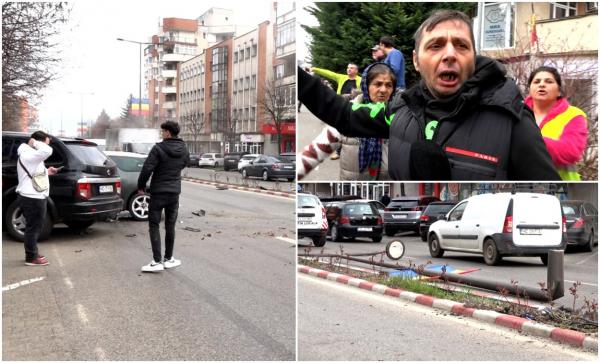 "Dacă nu fugeam repede, ne omora!" Un şofer de 19 ani, începător, a făcut prăpăd cu maşina pe străzile din Deva. În cursa haotică a dărâmat un stâlp de iluminat