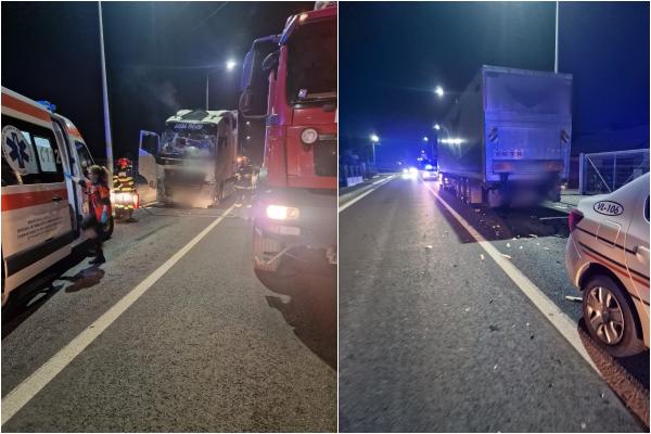 Două TIR-uri s-au ciocnit frontal pe DN 7 în Vâlcea. Un şofer turc a fost rănit în impact