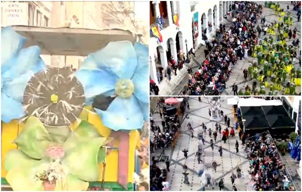 Speranţa şi optimismul, celebrate la parada din oraşul grecesc Patras. De la balcoane au fost aruncate tablete de ciocolată