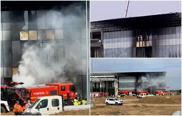 Noul terminal de la aeroportul din Craiova, în flăcări. Construcţia nu a fost nici măcar inaugurată