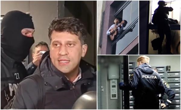 "O iubesc!" Momentul în care tânărul baricadat 15 ore pe balconul fostei iubite din Chiajna este scos din bloc de mascaţi. Imagini cu intervenţia poliţiei