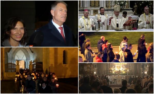 Președintele Klaus Iohannis, alături de Carmen Iohannis la slujba de Înviere de la Biserica Romano-Catolică "Sfânta Treime" din Sibiu