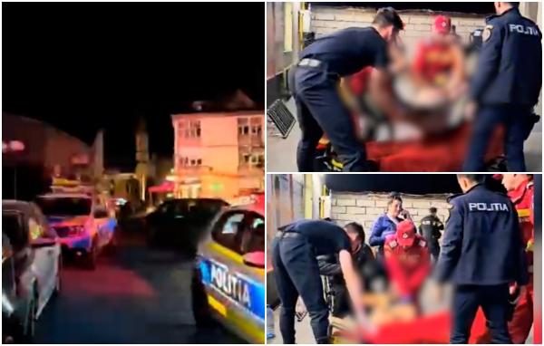 Bătaie în toată regula în faţa unui supermarket din Sighetu Marmației. Unul dintre agresori şi-a atacat rivalii cu un topor