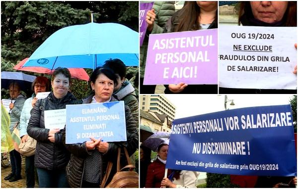 Zeci de asistenţi personali din Târgu Mureş au protestat în faţa prefecturii. Oamenii cer să fie incluşi în noua grilă de salarizare