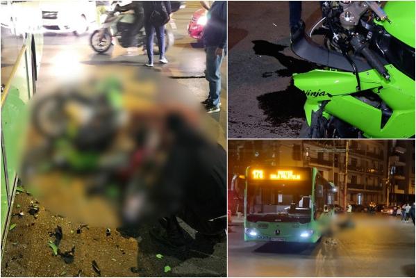 Un motociclist a fentat moartea după ce a ajuns sub roţile unui autobuz într-o intersecţie din Bucureşti. Un martor i-a fost înger păzitor