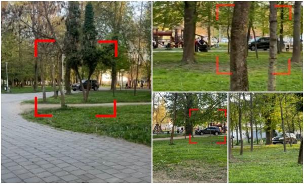 Cu maşina, la plimbare prin parc. Un şofer din Dej a făcut slalom cu SUV-ul pe alei, printre copiii veniţi la joacă