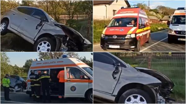 Localitate din Bistrița, lăsată fără curent după ce un șofer s-a înfipt cu mașina într-un stâlp de electricitate. Două persoane, grav rănite