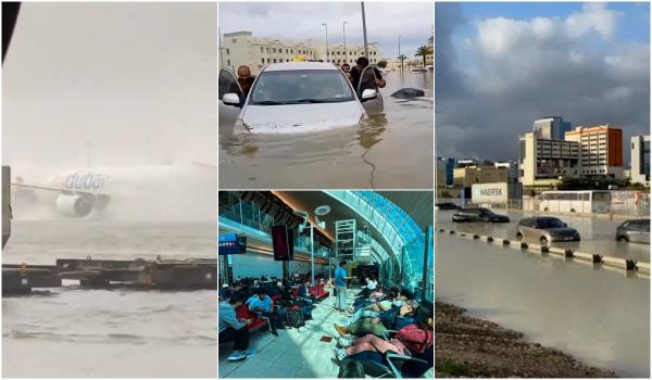 O furtună violentă a făcut ravagii în Dubai. Autostrăzile şi pista aeroportului s-au transformat în lacuri, un fulger ar fi lovit Burj Khalifa: "E tragic"