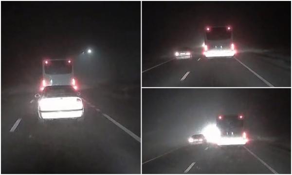 Depăşire criminală, pe drumul care leagă Gherla de Cluj-Napoca. Momentul în care un impact frontal teribil este evitat la milimetru