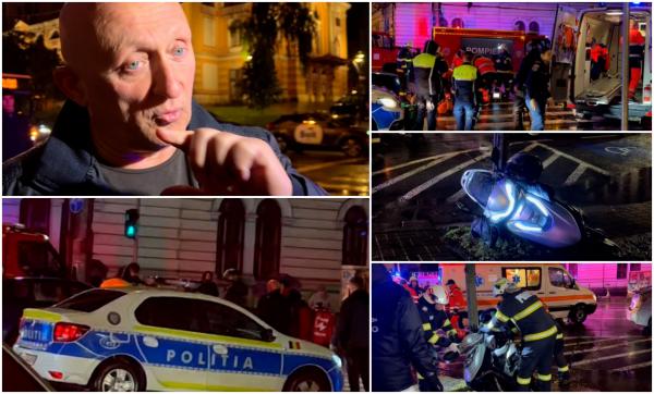 "Am auzit lovitura şi gata". Livrator pe scuter, aruncat într-un copac, apoi sub o maşină după ce a trecut pe roşu într-o intersecţie din Cluj