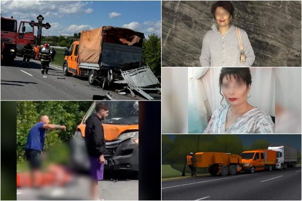 Muncitori prinşi între două vehicule, apoi aruncaţi 30 de metri în şanţ. Filmul accidentului din Dolj, unde o femeie a murit sub ochii soţului