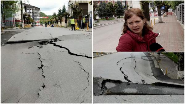 Craterul din Slănic se măreşte, iar crăpăturile au ajuns la blocurile şi la casele din jur. "Stăm şi aşteptăm. Situaţia s-a agravat"