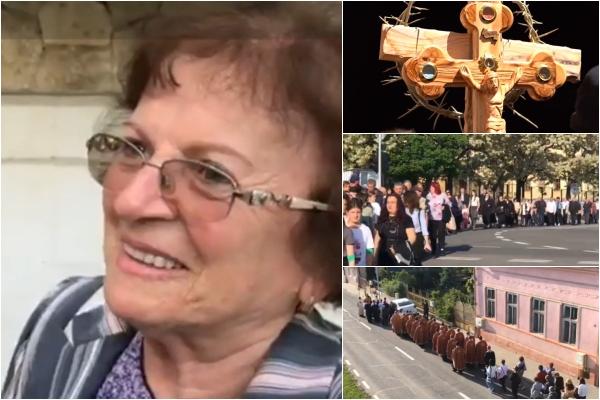 "Mă simt împlinită". Sute de credincioşi au reconstituit drumul pe care l-a făcut Iisus Hristos în ziua răstignirii, la procesiunea de la Blaj