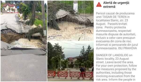 Craterul din Slănic are 15 m adâncime, cât un bloc de cinci etaje. Groapa ar fi trebuit să fie astupată azi-noapte, dar nici urmă de muncitori
