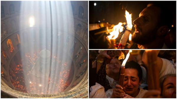 Reportaj Observator din Ierusalim: Miracolul ortodoxiei s-a săvârșit. Lumina Sfântă s-a pogorât din cer la Mormântul Domnului